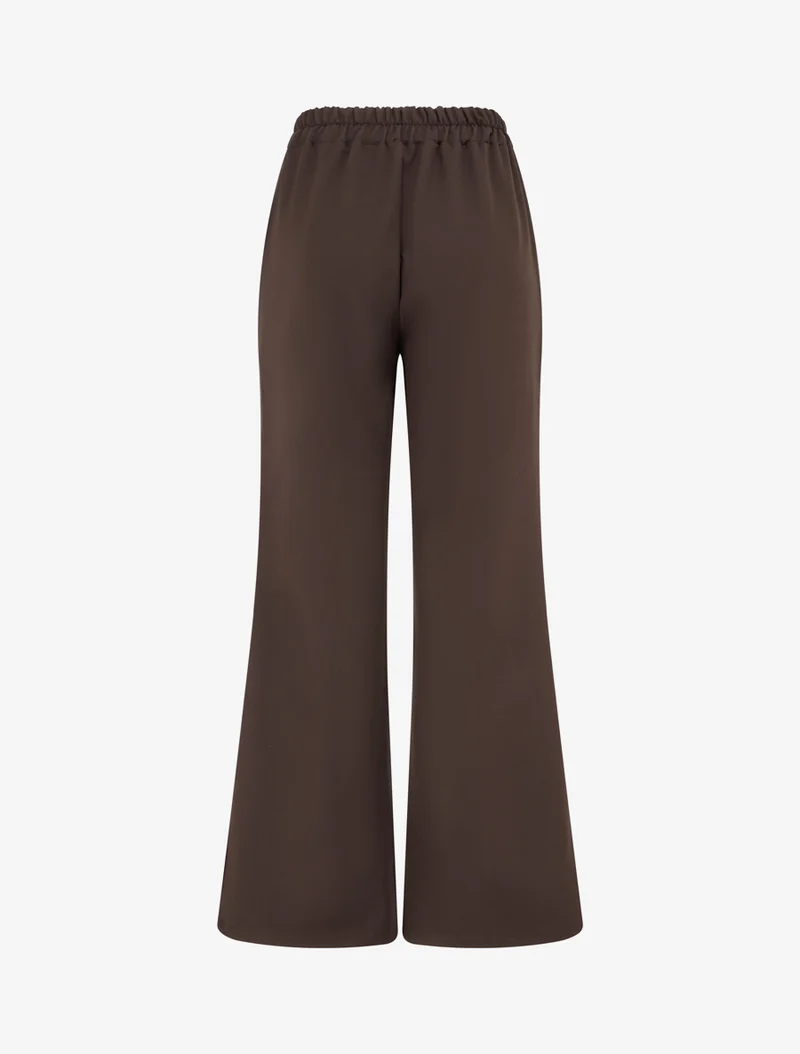 Weite Hose mit hoher Taille und Schmuck - Braun