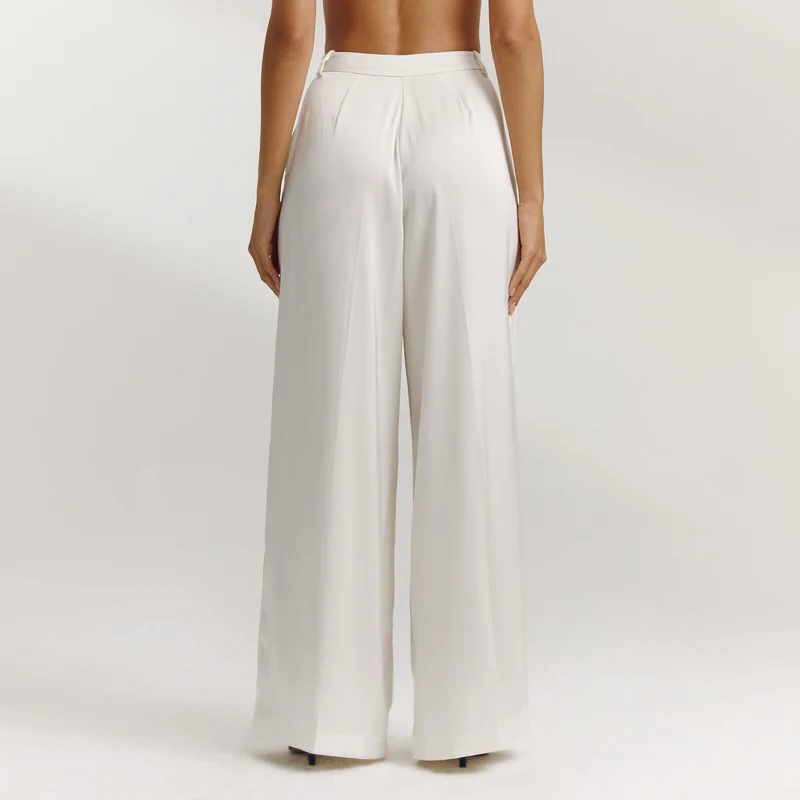 Weite Satinhose - Weissgrau