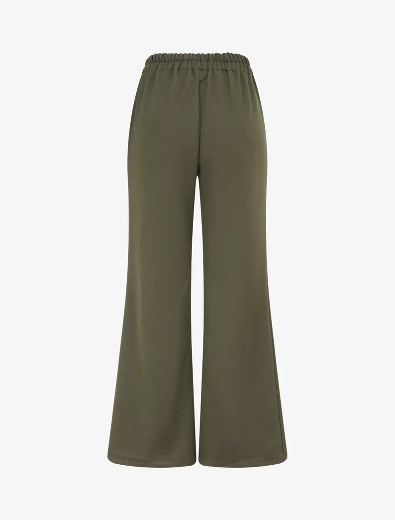 Weite Hose mit hoher Taille und Schmuck - Kaki