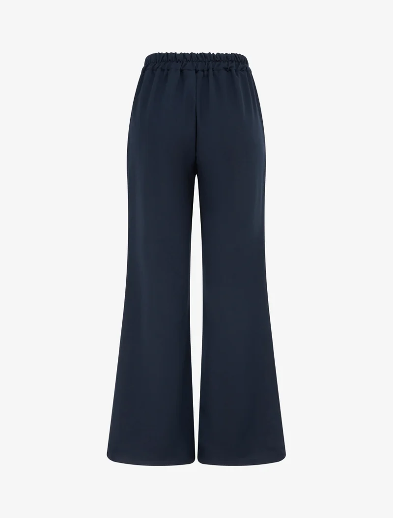Weite Hose mit hoher Taille und Schmuck - Marine
