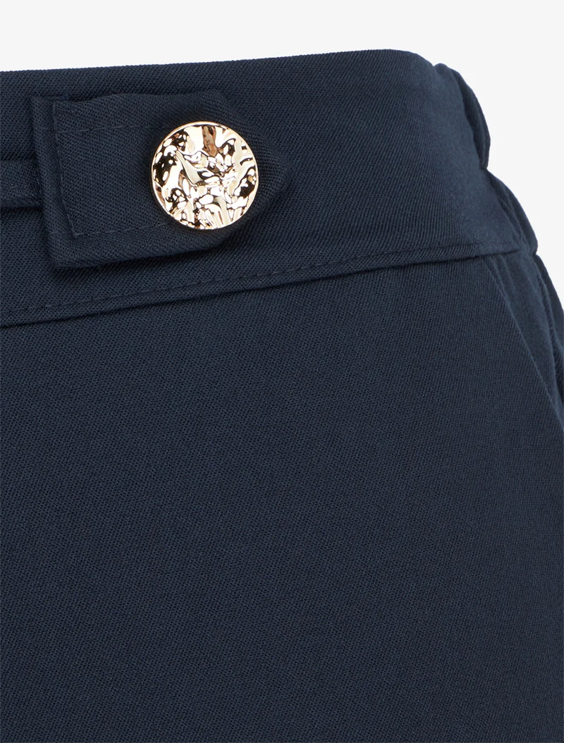 Weite Hose mit hoher Taille und Schmuck - Marine
