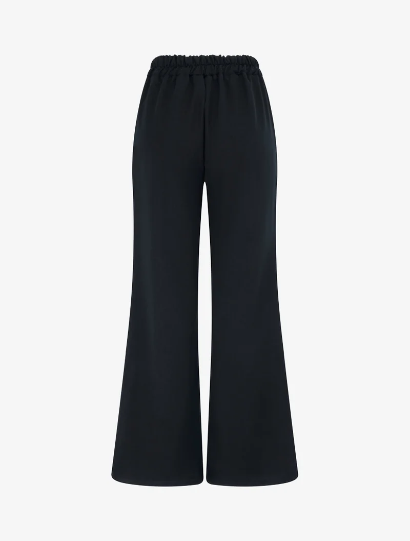Weite Hose mit hoher Taille und Schmuck - Schwarz
