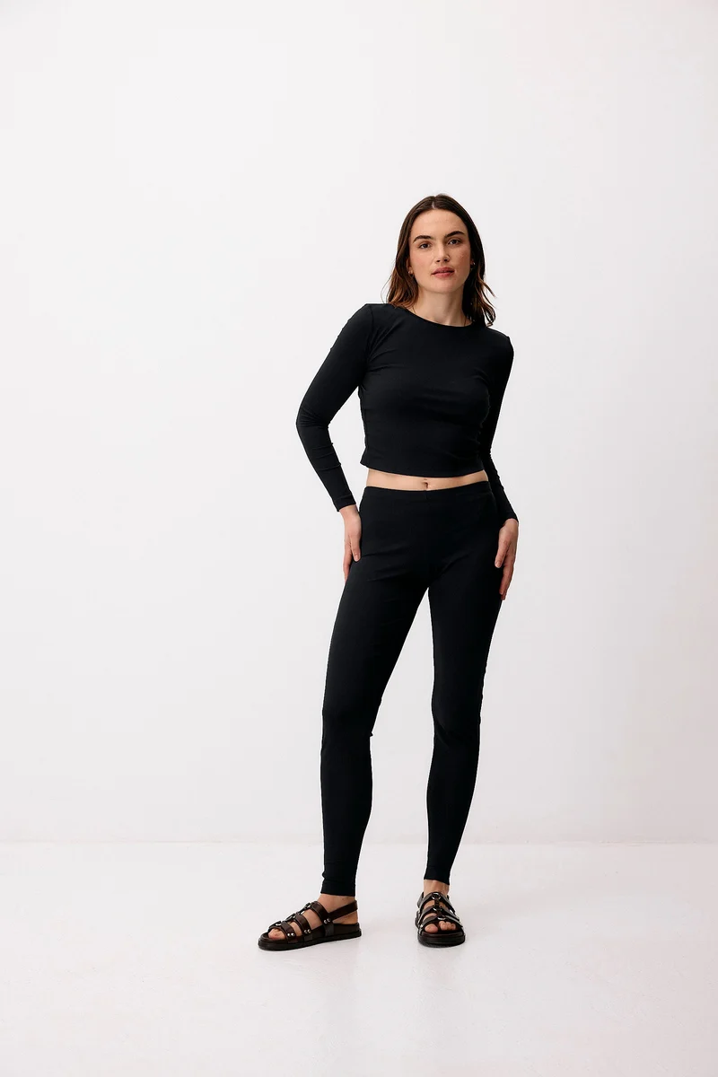 Dunkelblaue Hybrid Leggings aus recyceltem Polyamid von Moya Kala