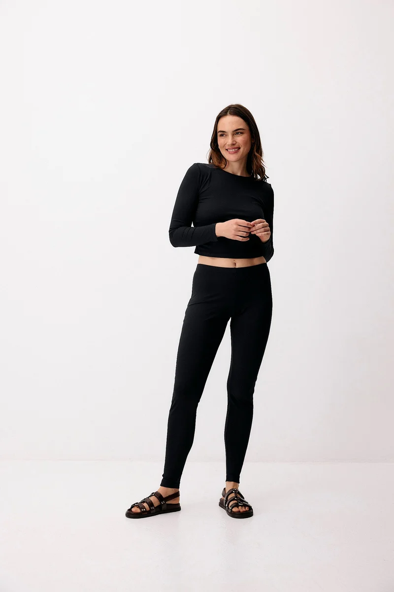 Dunkelblaue Hybrid Leggings aus recyceltem Polyamid von Moya Kala