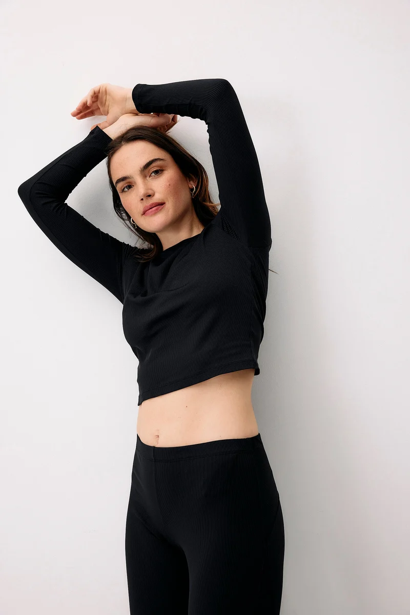 Dunkelblaue Hybrid Leggings aus recyceltem Polyamid von Moya Kala