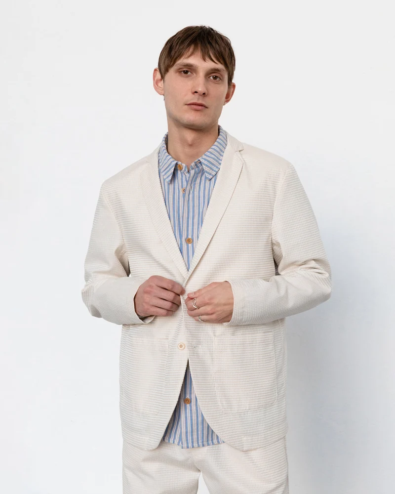 Beiger Blazer Casual Waffel aus 100% Bio-Baumwolle von Rotholz