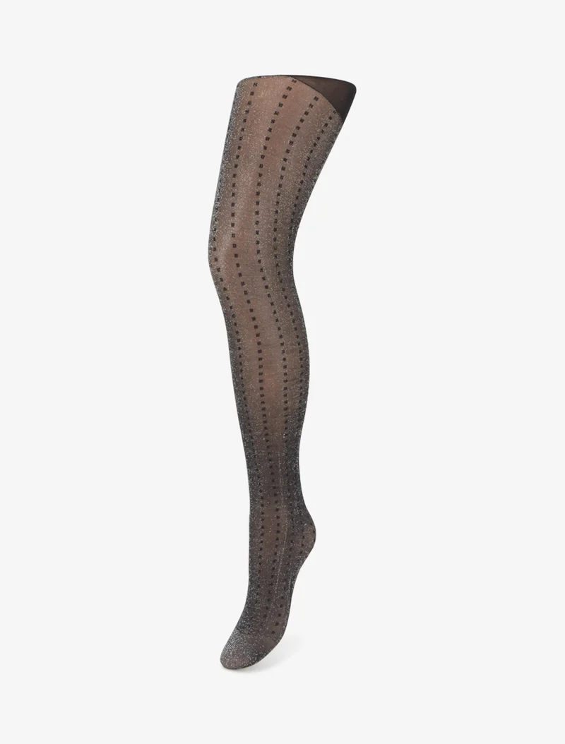 Irisierende Strumpfhose mit Punktmuster - Schwarz