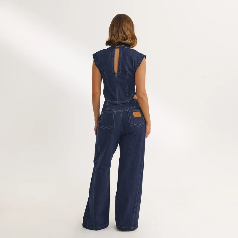 Tailliertes Denim-Oberteil - Indigo
