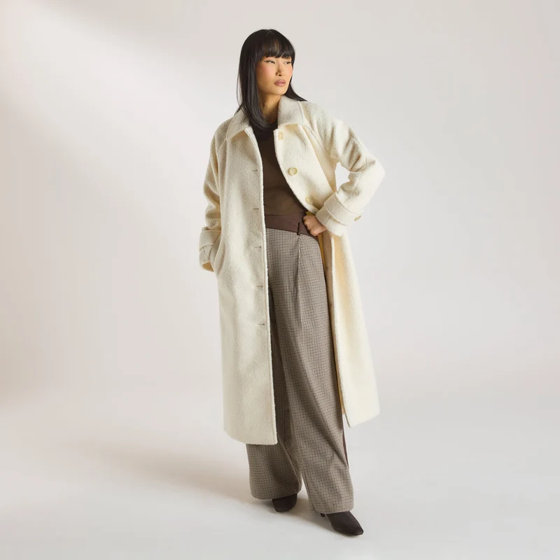 Shearling-Mantel - Crèmefarbe