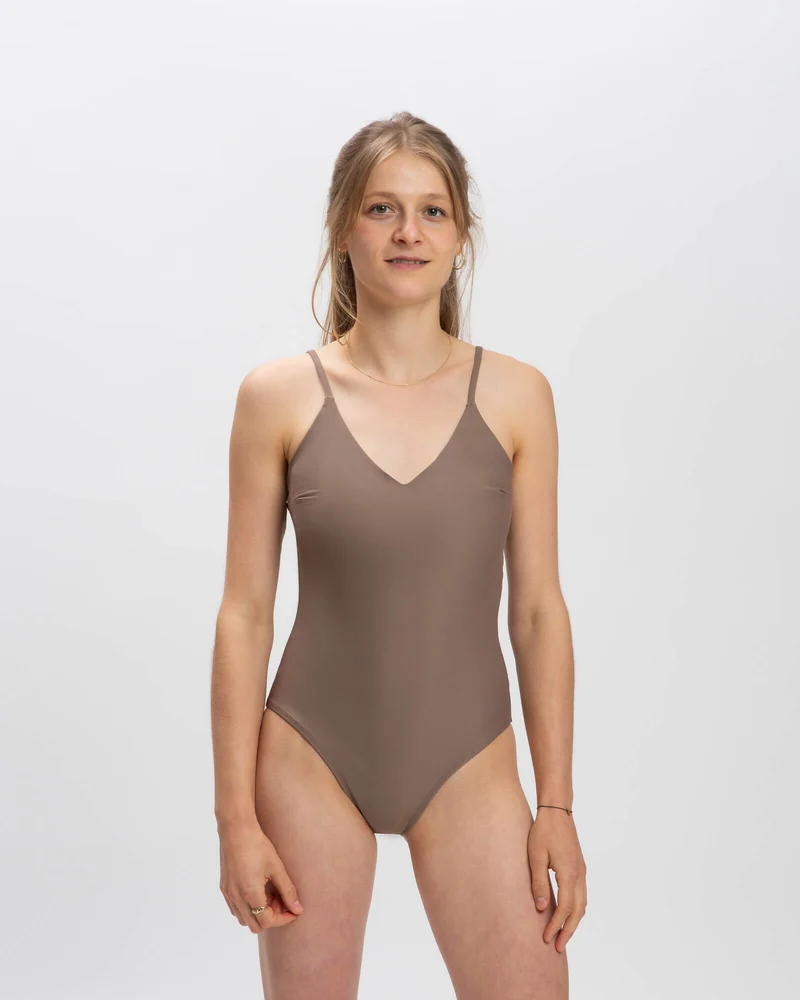 Brauner Badeanzug V-Neck aus Nylon von Matona