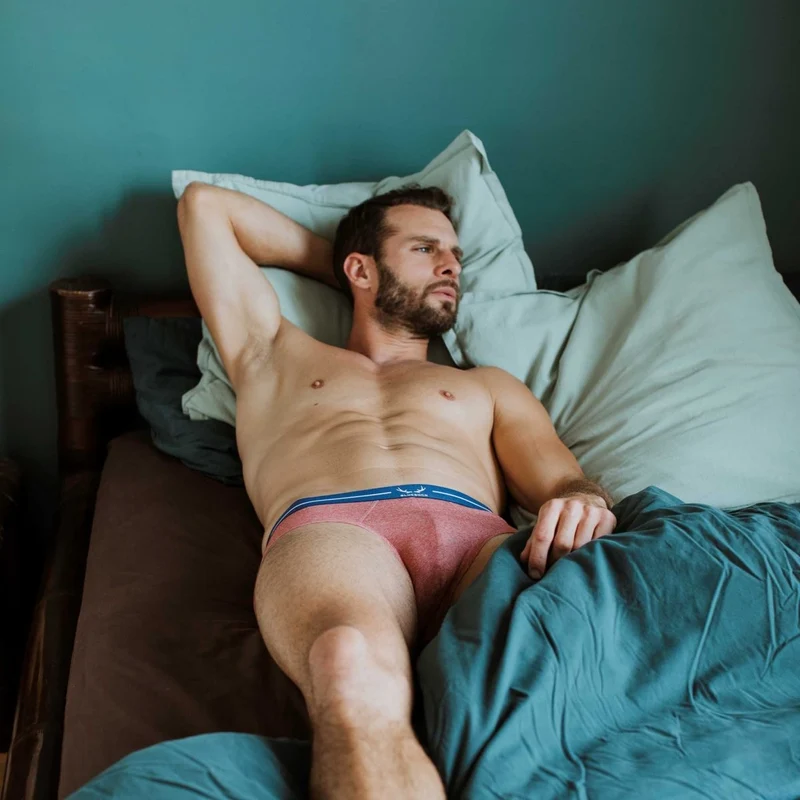 Slip homme rouge brique en coton bio