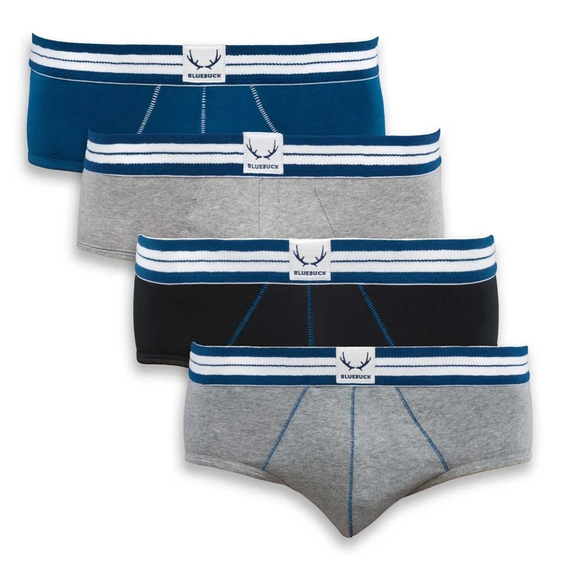 Bunte, klassische Unterhosen 4er-Pack aus Bio-Baumwolle von Bluebuck