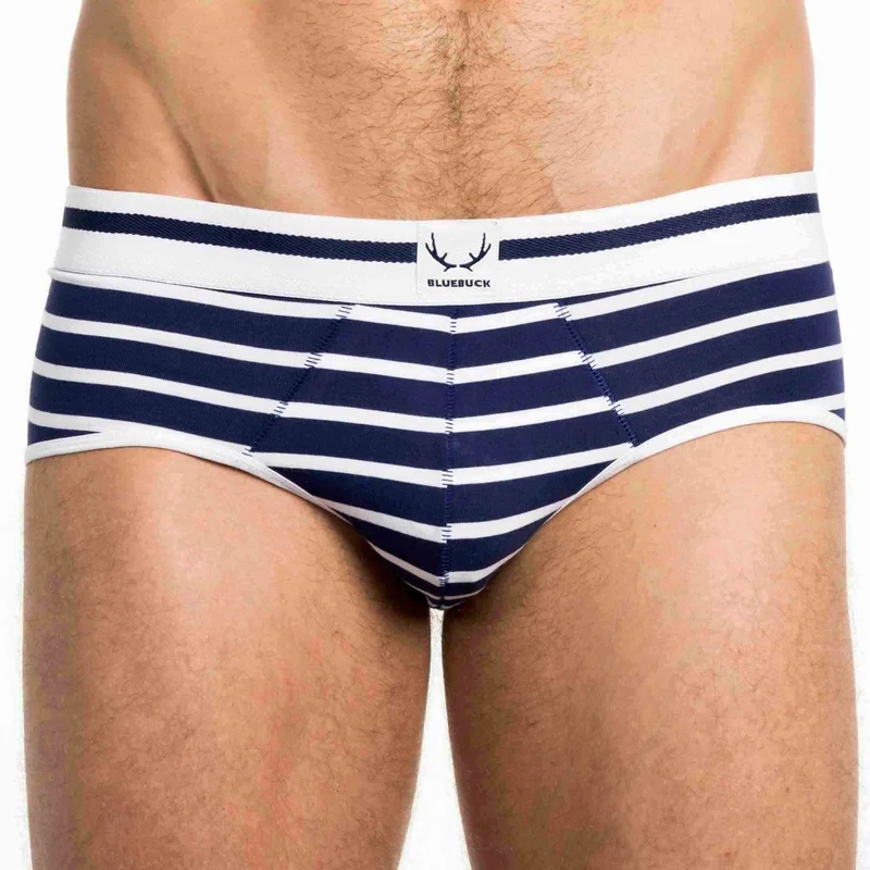 Marineblau-weiss gestreifte Unterhose aus Bio-Baumwolle von Bluebuck
