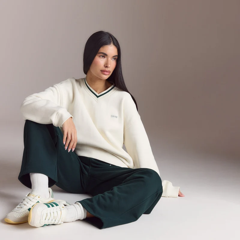 Lounge Living V-Neck Pullover - Crèmefarben