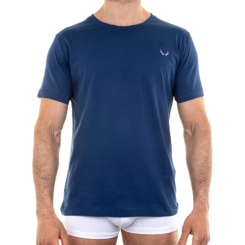Dunkelblaues T-Shirt mit Rundhalsausschnitt aus Bio-Baumwolle von Bluebuck
