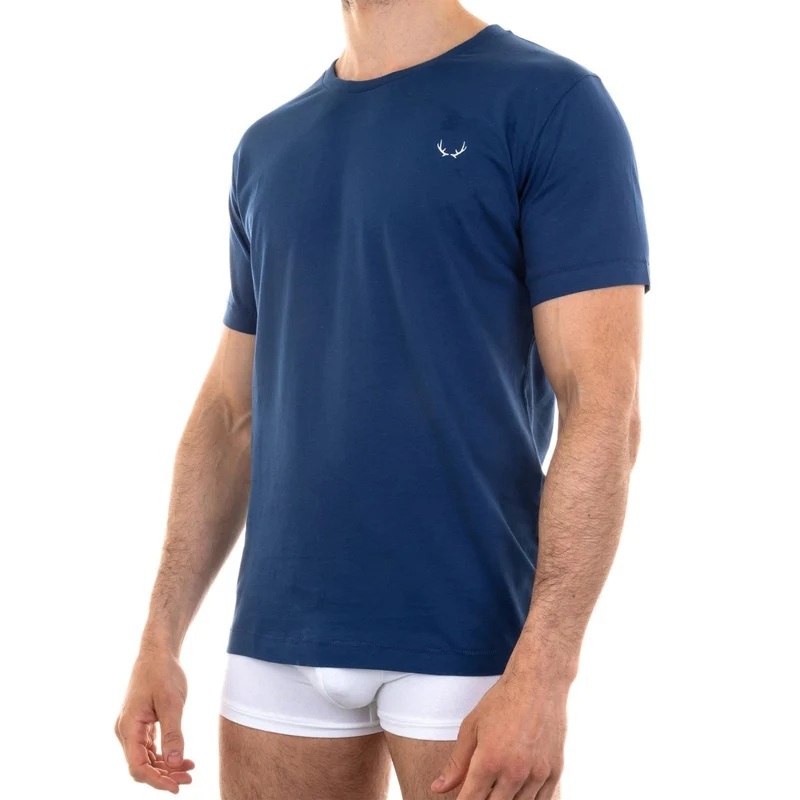 Dunkelblaues T-Shirt mit Rundhalsausschnitt aus Bio-Baumwolle von Bluebuck