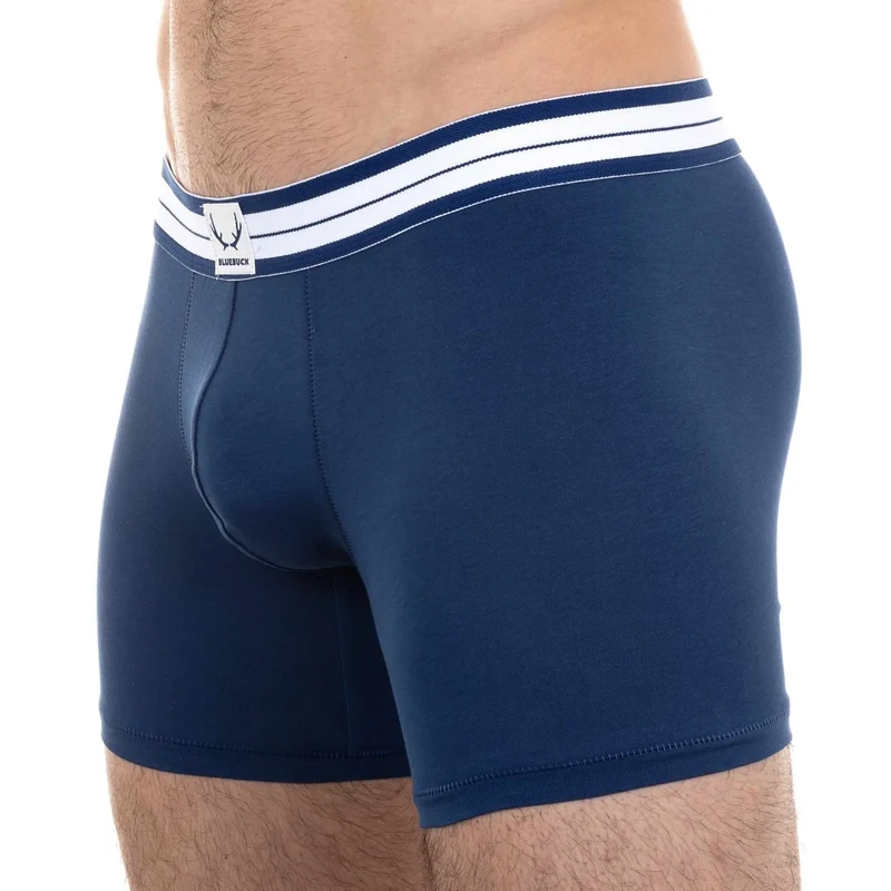 Dunkelblaue, lang Boxershorts aus Bio-Baumwolle von Bluebuck