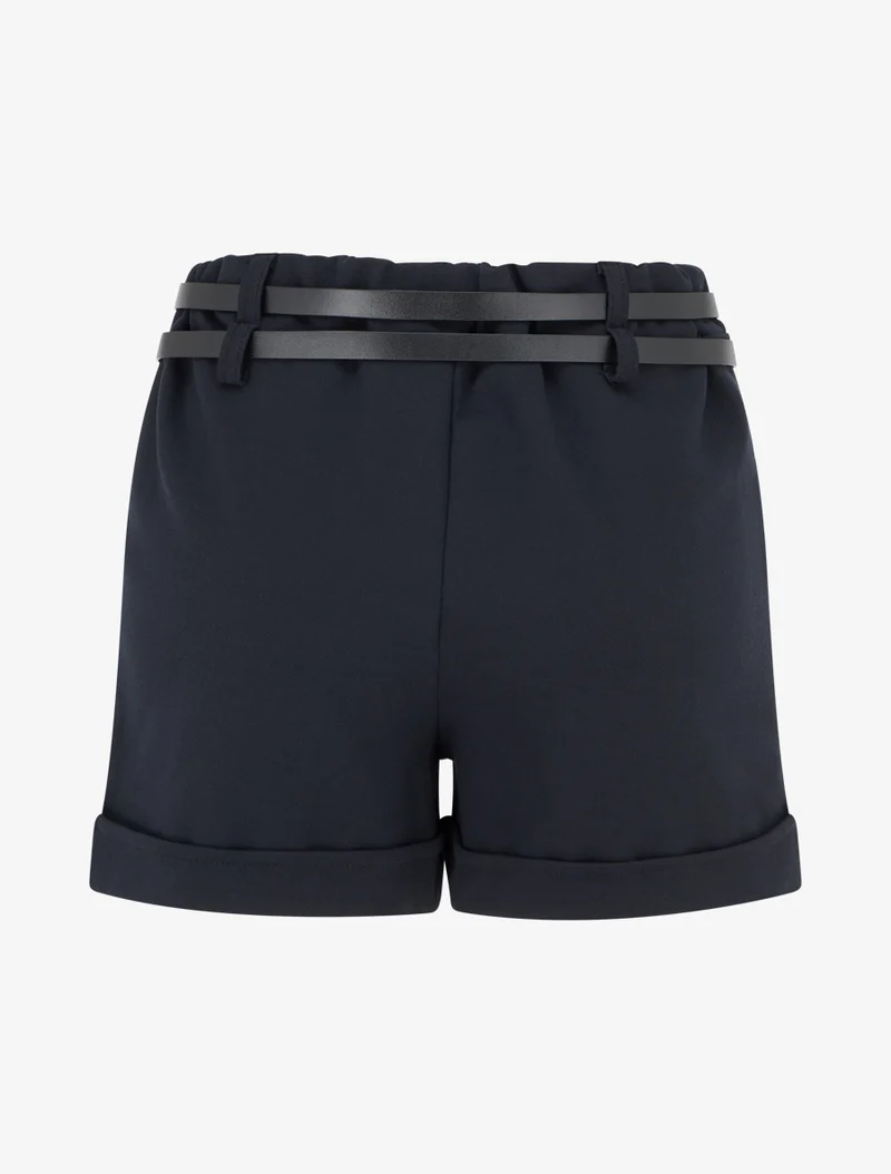 Kurze Hose mit geradem Saum und 2 Gürtel. - Marine