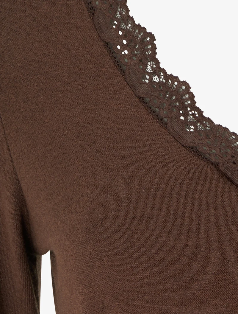 Zweifarbiges gerades Kleid - Braun