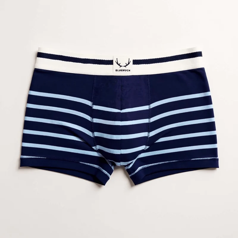 Blau-weiss gestreifte Boxershorts aus Bio-Baumwolle von Bluebuck