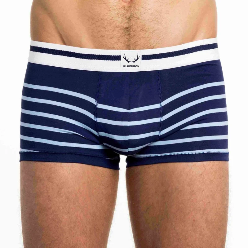 Blau-weiss gestreifte Boxershorts aus Bio-Baumwolle von Bluebuck