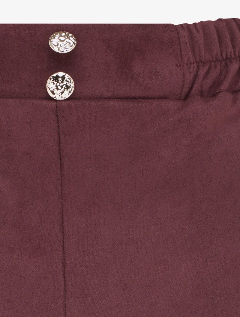Kurze Paperbag-Shorts aus Wildlederimitat - Weinrot