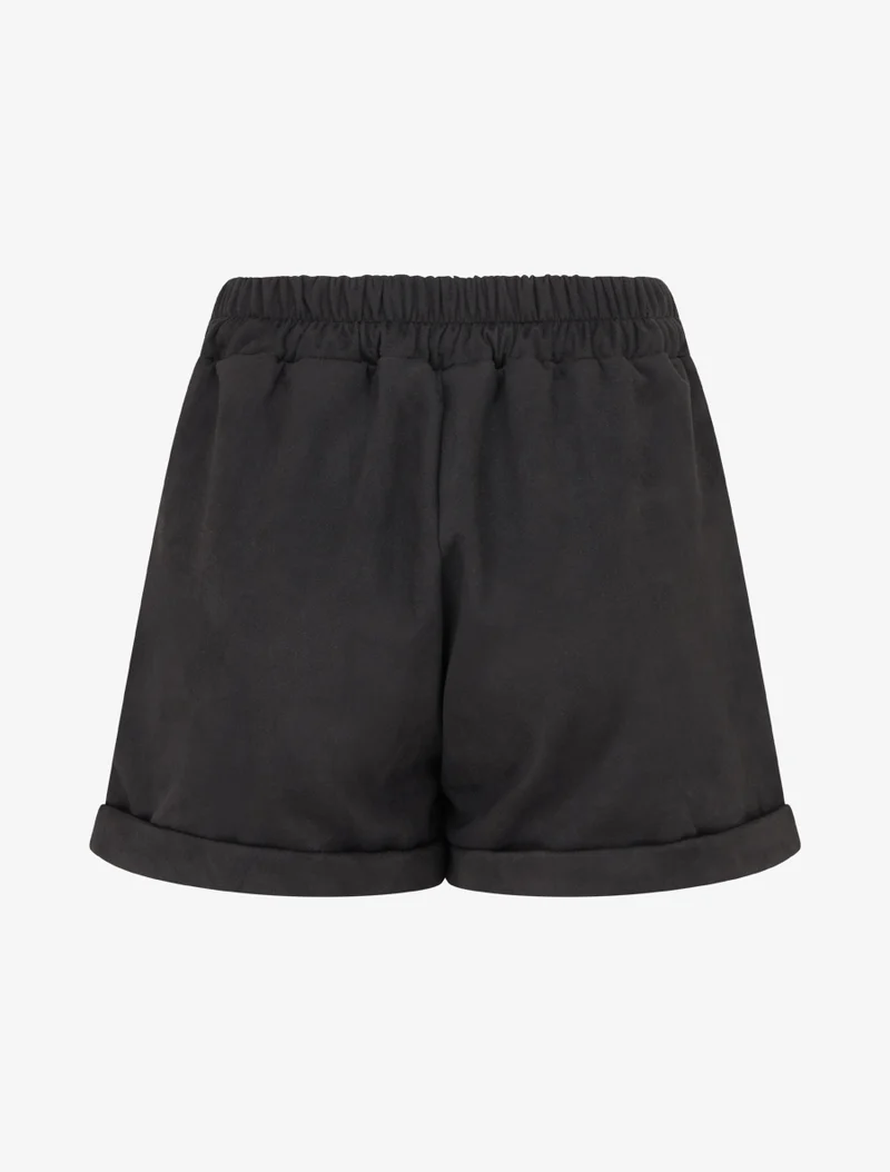 Kurze Paperbag-Shorts aus Wildlederimitat - Schwarz