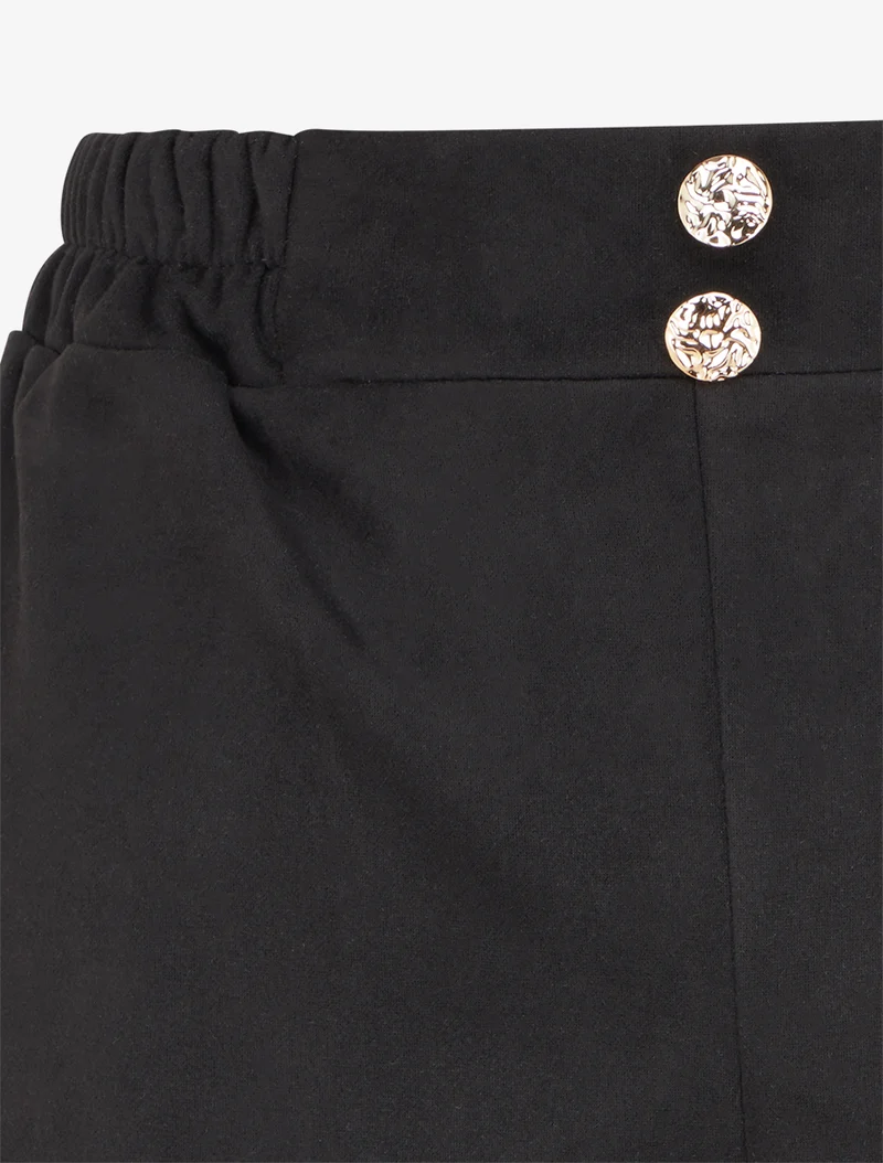 Kurze Paperbag-Shorts aus Wildlederimitat - Schwarz