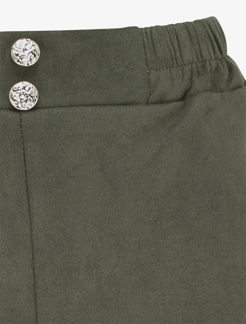 Kurze Paperbag-Shorts aus Wildlederimitat - Kaki