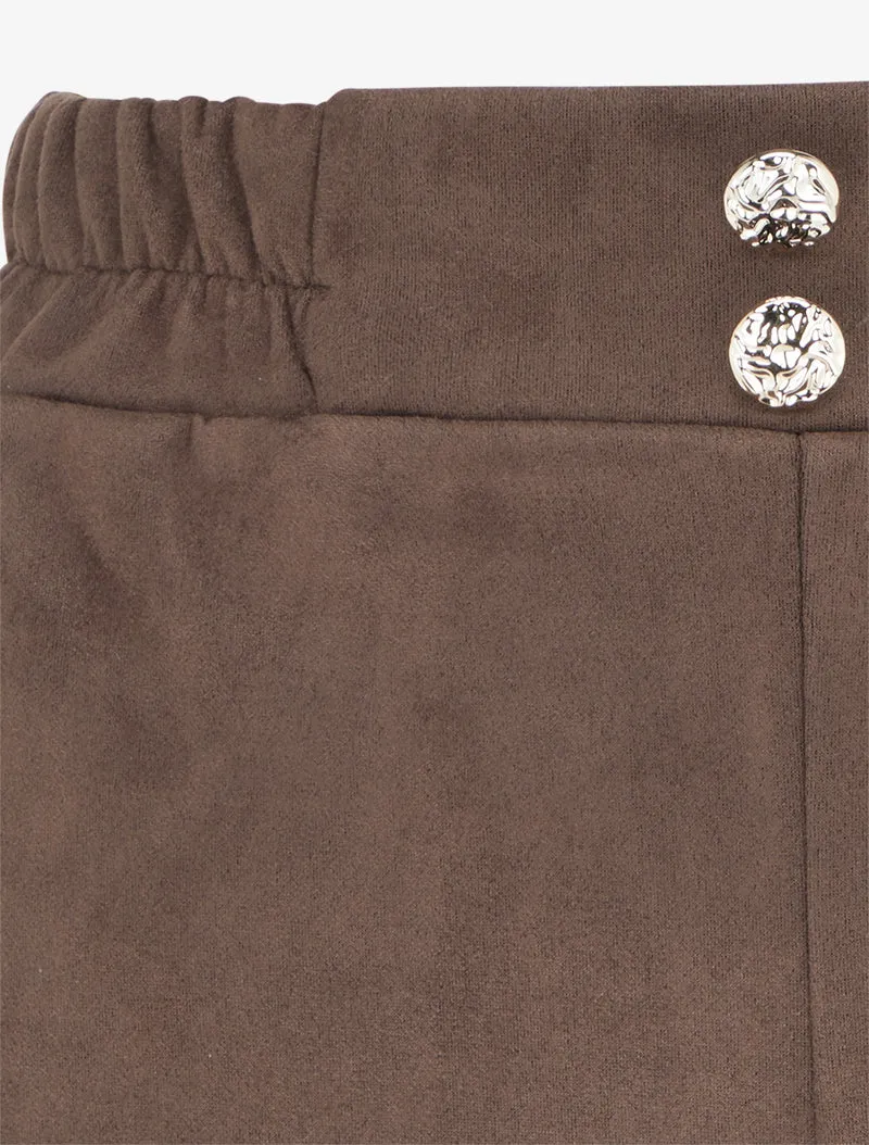 Kurze Paperbag-Shorts aus Wildlederimitat - Braun