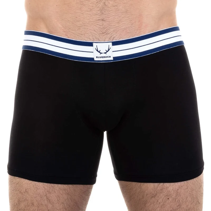 Schwarze, lange Boxershorts aus Bio-Baumwolle von Bluebuck