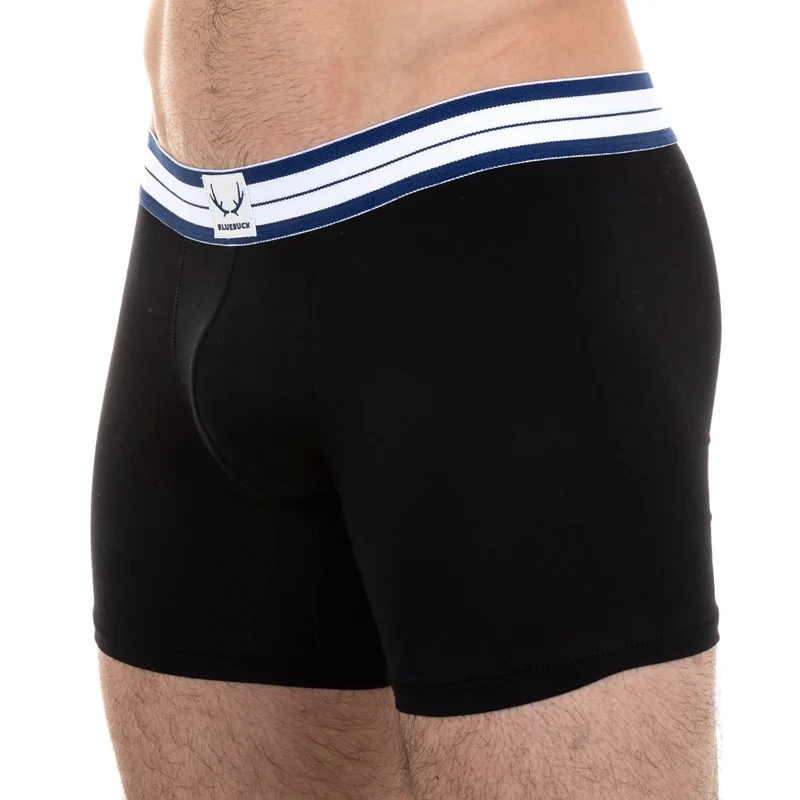 Schwarze, lange Boxershorts aus Bio-Baumwolle von Bluebuck
