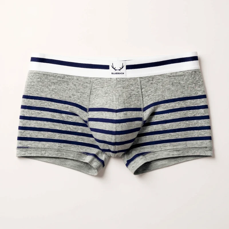 Grau-blau gestreifte Boxershorts aus Bio-Baumwolle von Bluebuck