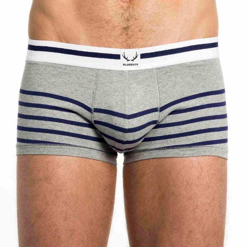 Grau-blau gestreifte Boxershorts aus Bio-Baumwolle von Bluebuck