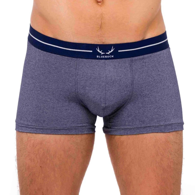 Blaue, melierte Boxershorts aus Bio-Baumwolle von Bluebuck