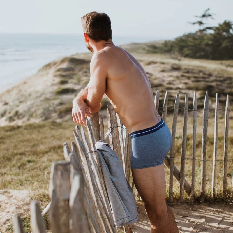 Blaue, melierte Boxershorts aus Bio-Baumwolle von Bluebuck