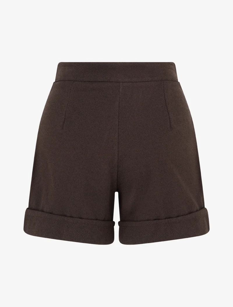 Kurze Hose mit geradem Saum und dekorativen Knöpfen. - Braun