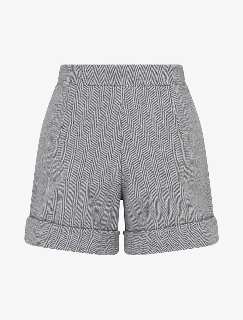 Kurze Hose mit geradem Saum und dekorativen Knöpfen. - Grau
