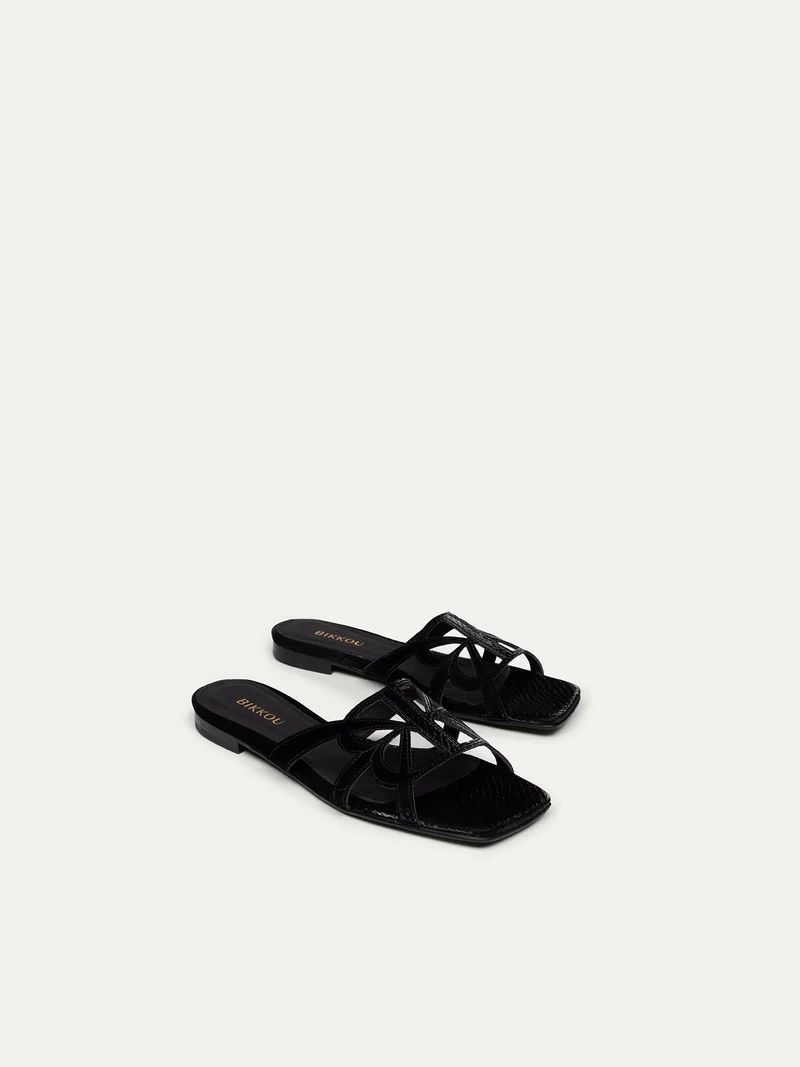 Schwarze Pantoletten 7 pm Sunset at the beach aus recyceltem Polyester von Bikkou