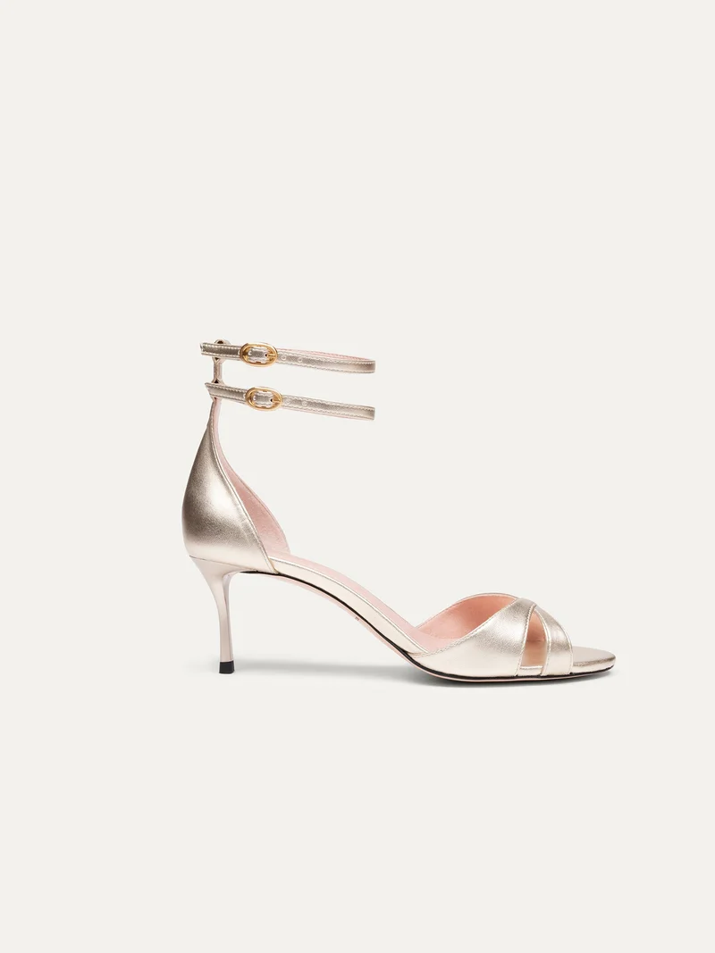 Hellgoldige High Heels 12:30 pm Summer lunch aus recyceltem Polyester von Bikkou