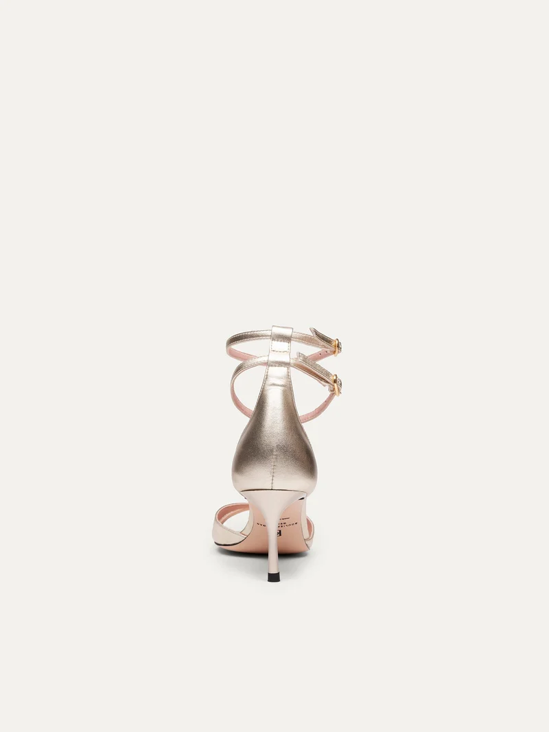Hellgoldige High Heels 12:30 pm Summer lunch aus recyceltem Polyester von Bikkou