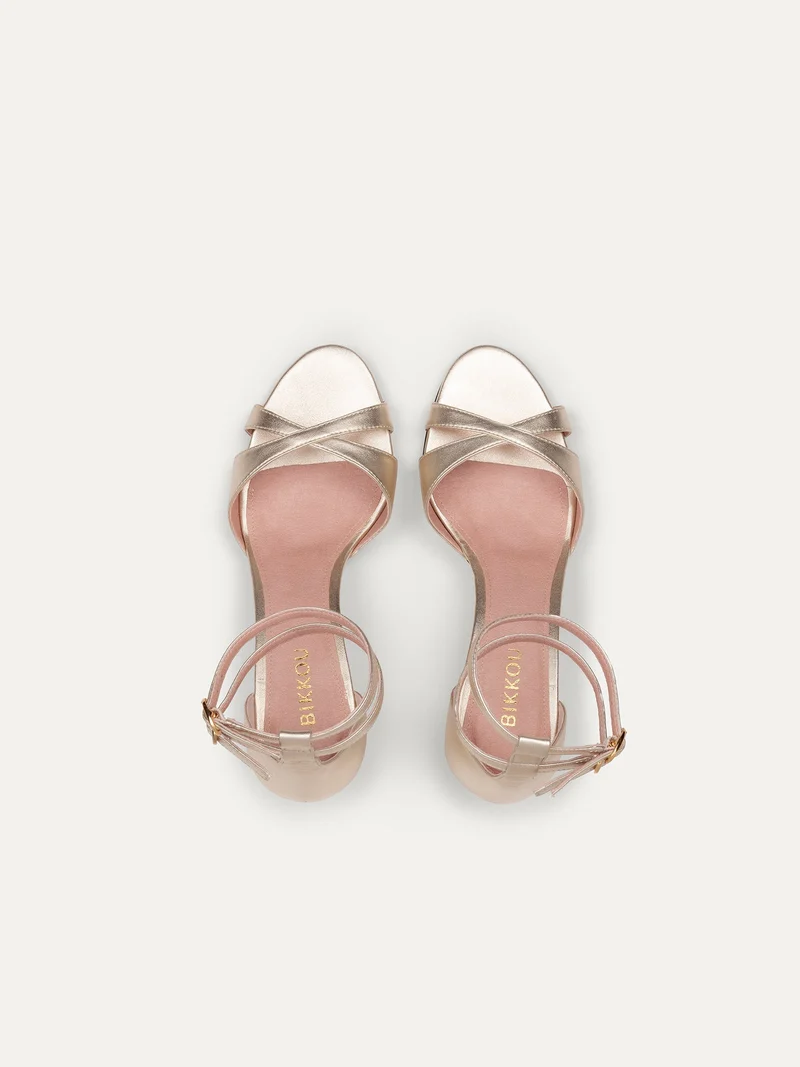 Hellgoldige High Heels 12:30 pm Summer lunch aus recyceltem Polyester von Bikkou