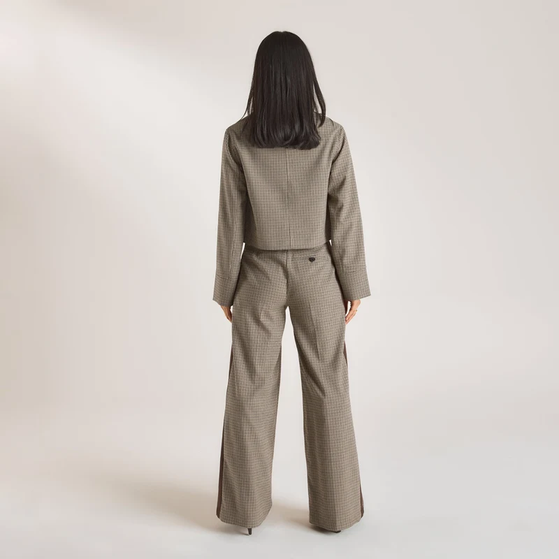 Hahnentrittmuster-Jacke - Braun