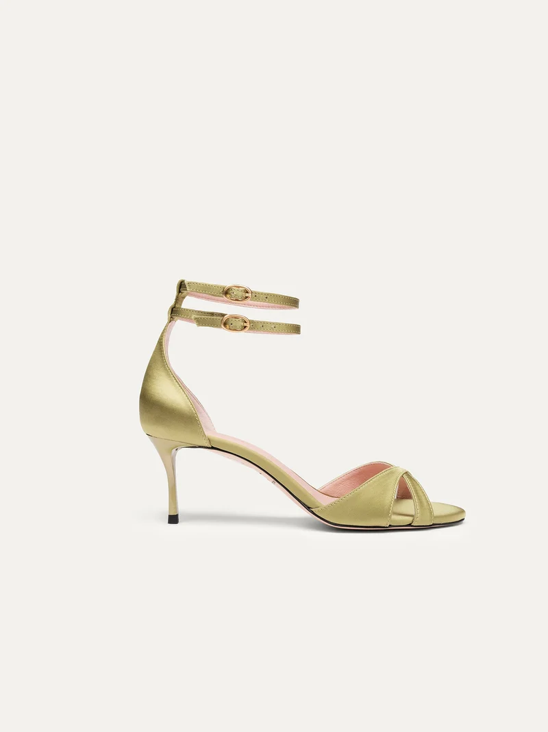 Grüne High Heels 12:30 pm Summer lunch aus recyceltem Satin von Bikkou