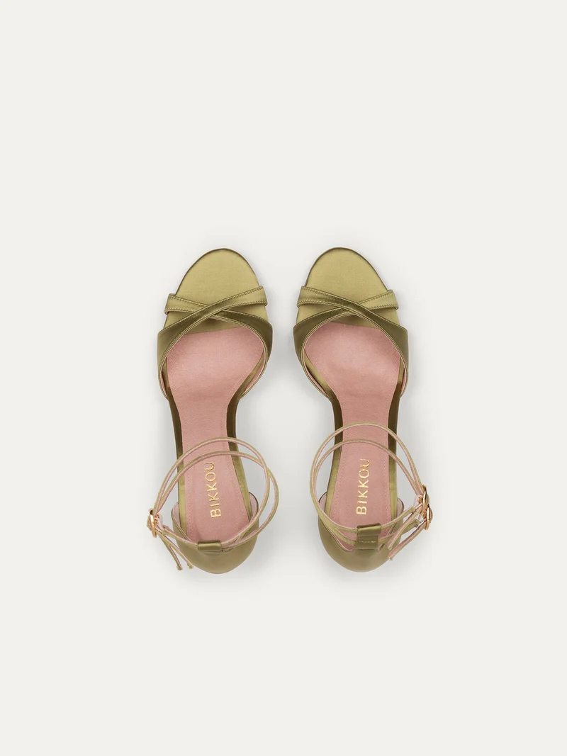 Grüne High Heels 12:30 pm Summer lunch aus recyceltem Satin von Bikkou