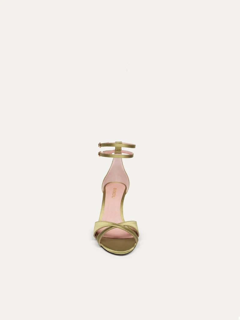 Grüne High Heels 12:30 pm Summer lunch aus recyceltem Satin von Bikkou