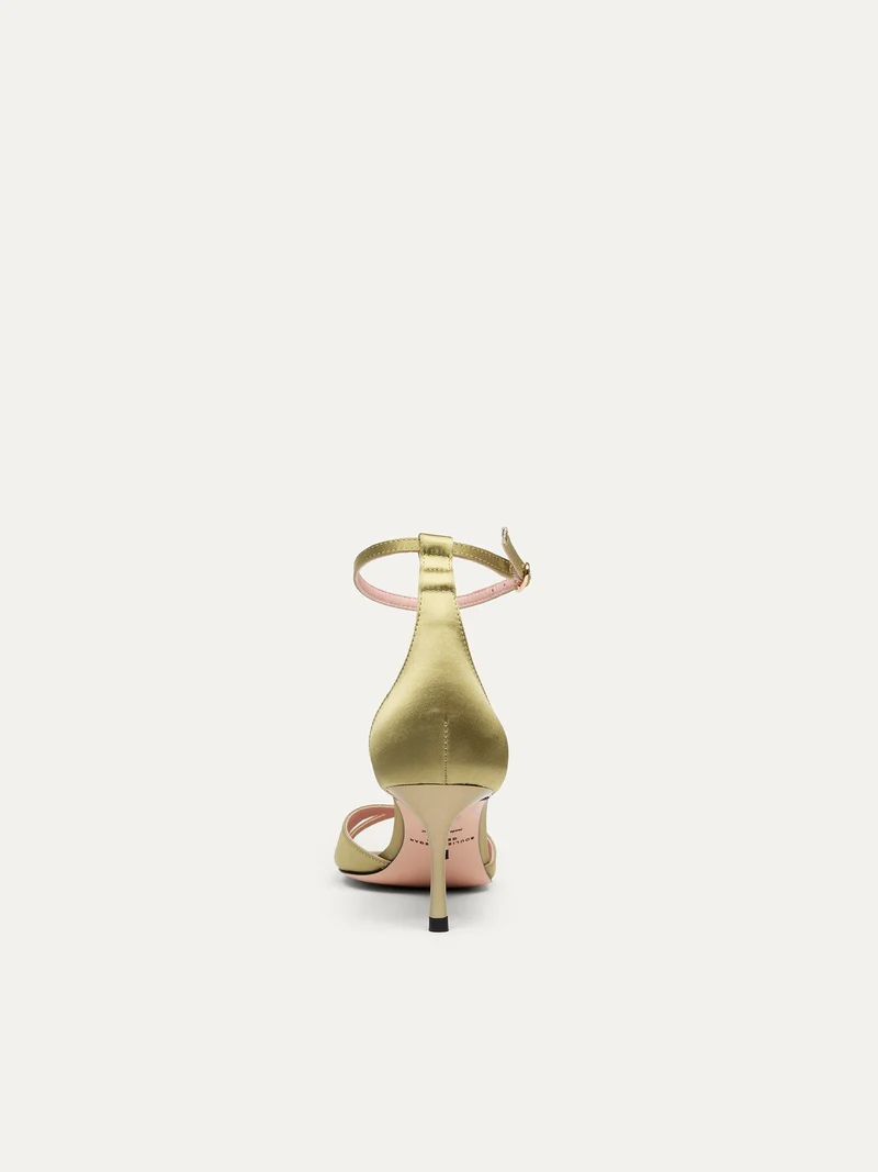 Grüne High Heels 12:30 pm Summer lunch aus recyceltem Satin von Bikkou