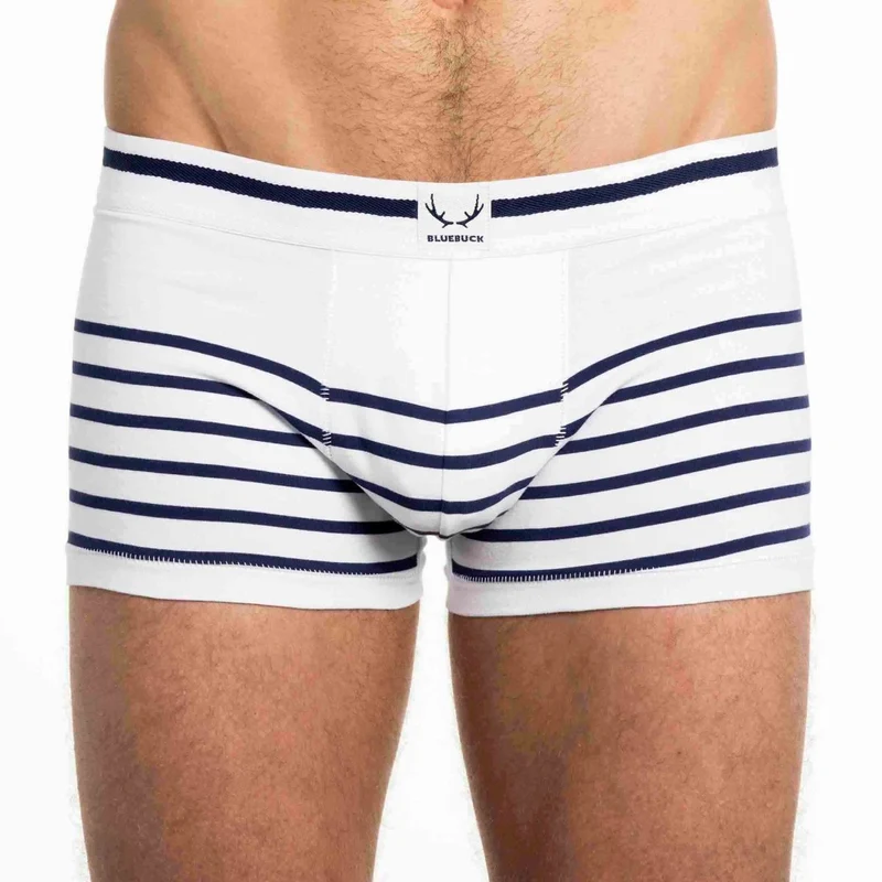 Schwarz-weiss gestreifte Boxershorts aus Bio-Baumwolle aus Bluebuck