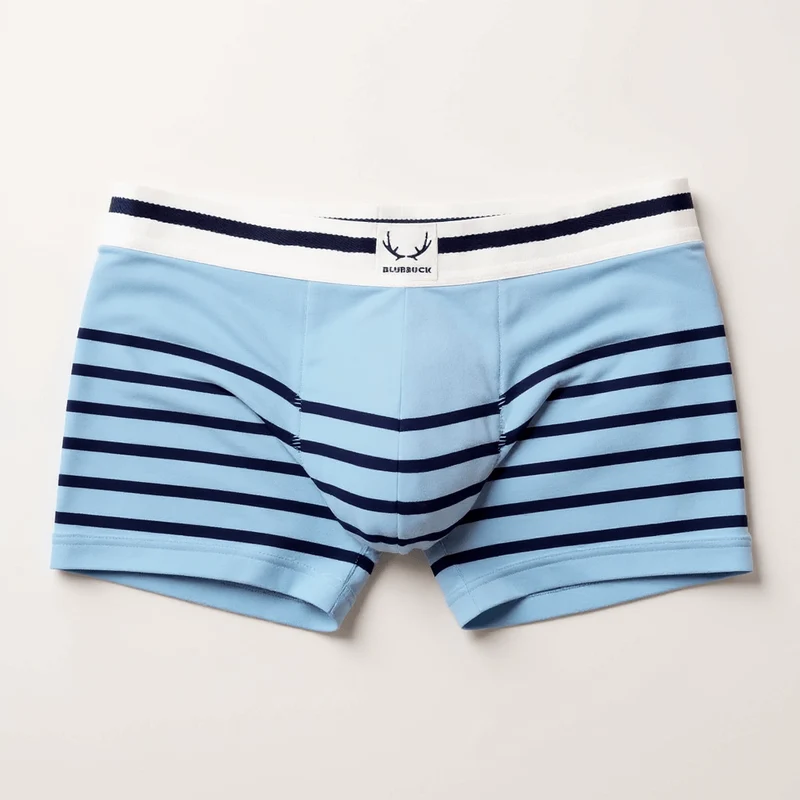 Boxer homme bleu arctique en coton bio - rayures bleu marine