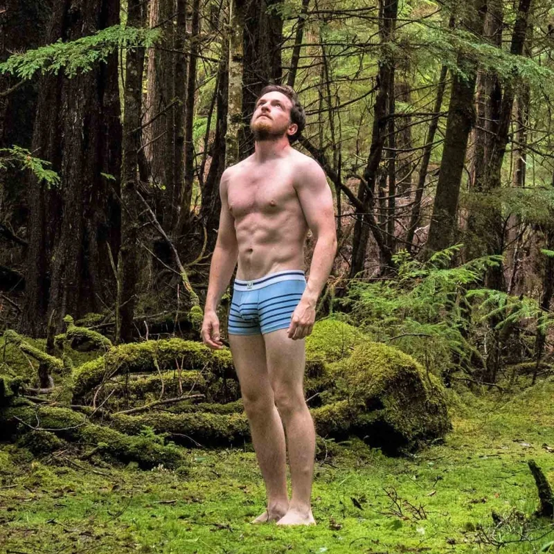 Boxer homme bleu arctique en coton bio - rayures bleu marine